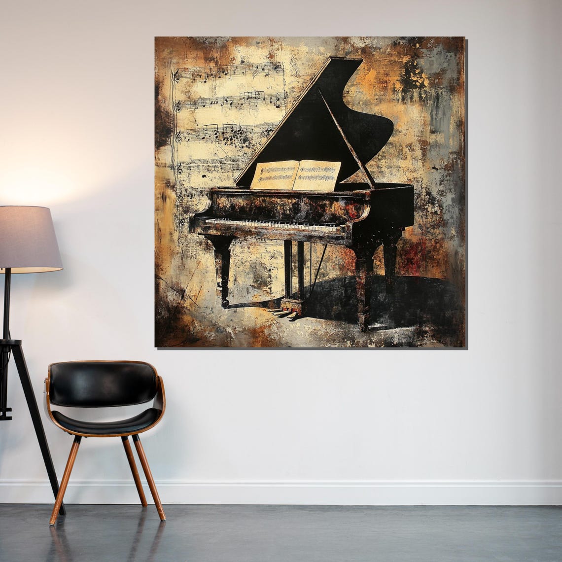 Vintage Grand Piano Sheet Music Sepia Elegant Classical Art Poster - Image 2