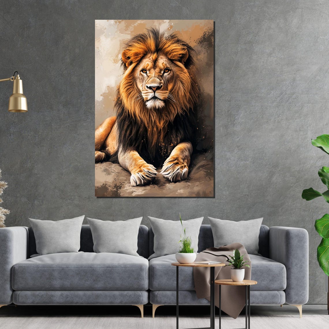 Regal Lion Resting Noble King of Beasts Portrait Decorative Poster - Image 2