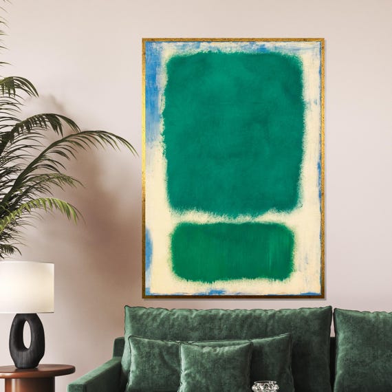 Emerald Abstract Green Color Field Painting Modern Art Print Wall Art Design Ready To Hang Home Decoration