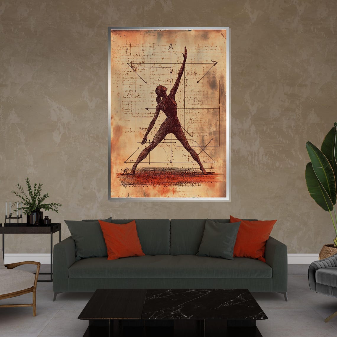 Vitruvian Dancer Da Vinci Style Sketch Manuscript Art Poster - Image 4