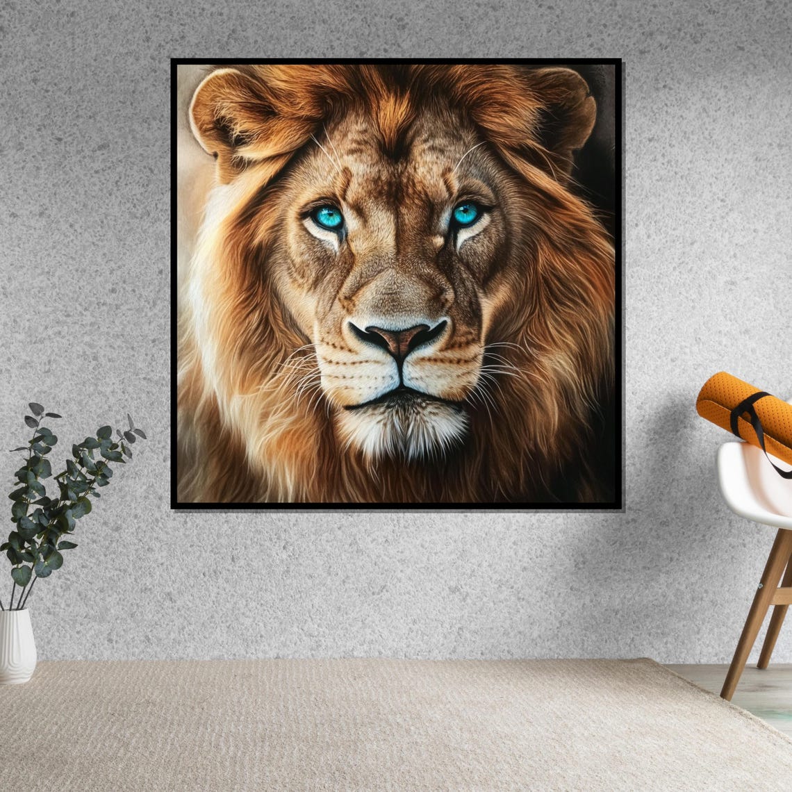 Lion Face With Piercing Blue Eyes Majestic Wildlife Portrait Poster - Image 5