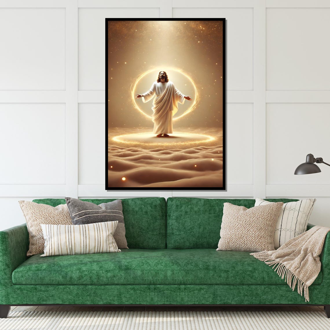 Jesus Christ In Radiant Halo Golden Divine Light Christian Wall Art - Image 5