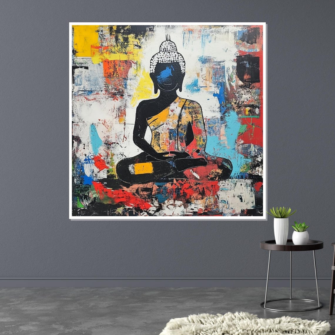Colorful Buddha Silhouette Abstract Pop Art Meditation Poster - Image 3