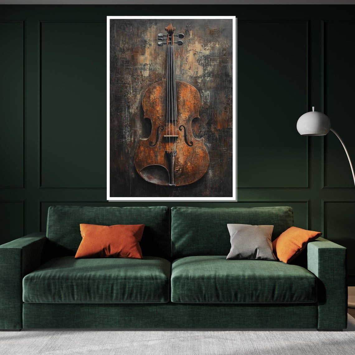 Rustic Old Violin on Dark Textured Background Vintage Music Poster - Image 3