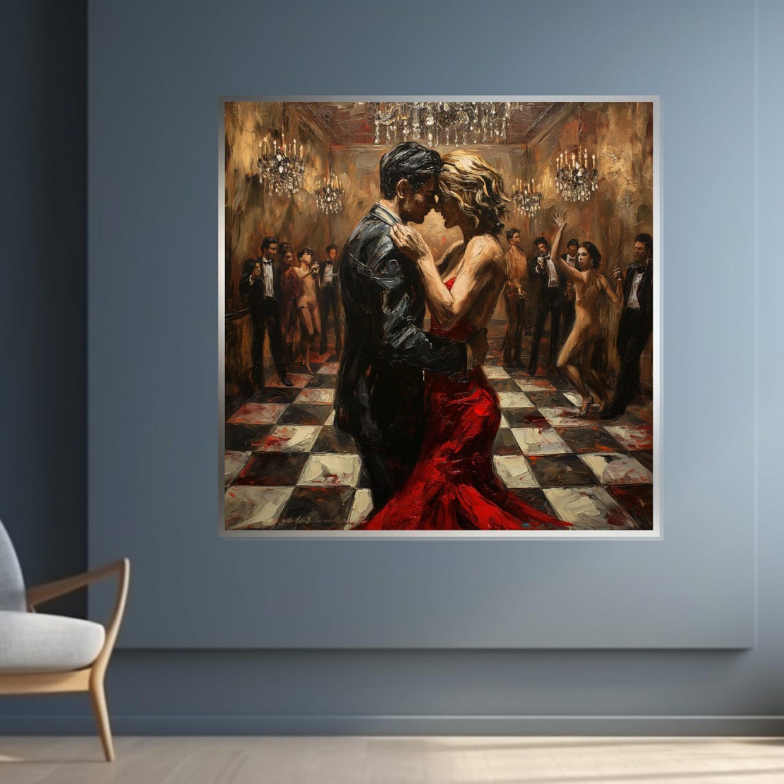 Passionate Tango Dance Couple Red Dress Romantic Ballroom Art Poster - Image 4