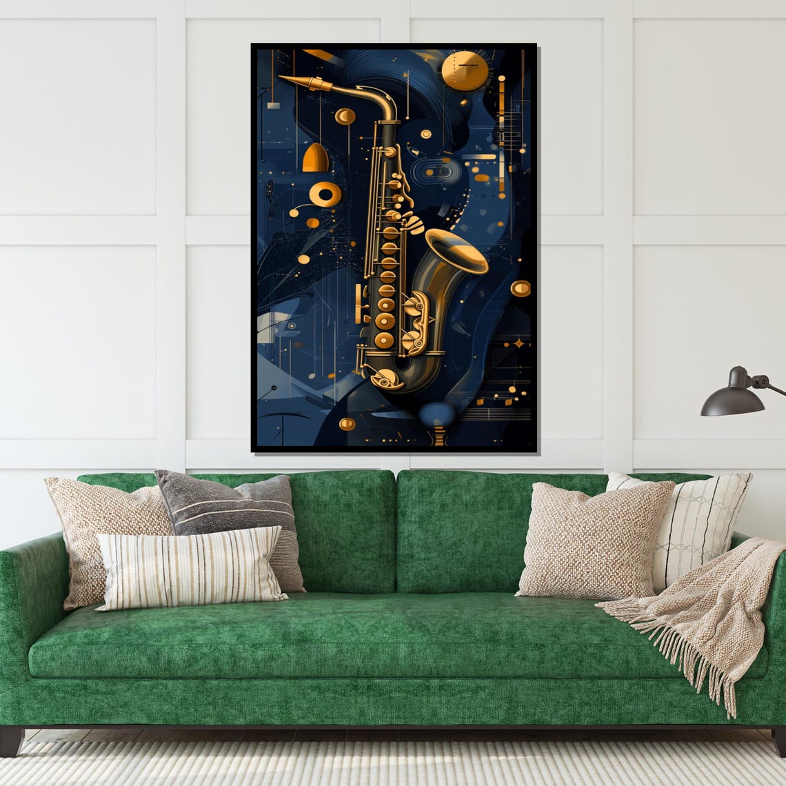 Golden Saxophone Blue Night Jazz Instrument Music Wall Poster - Image 5