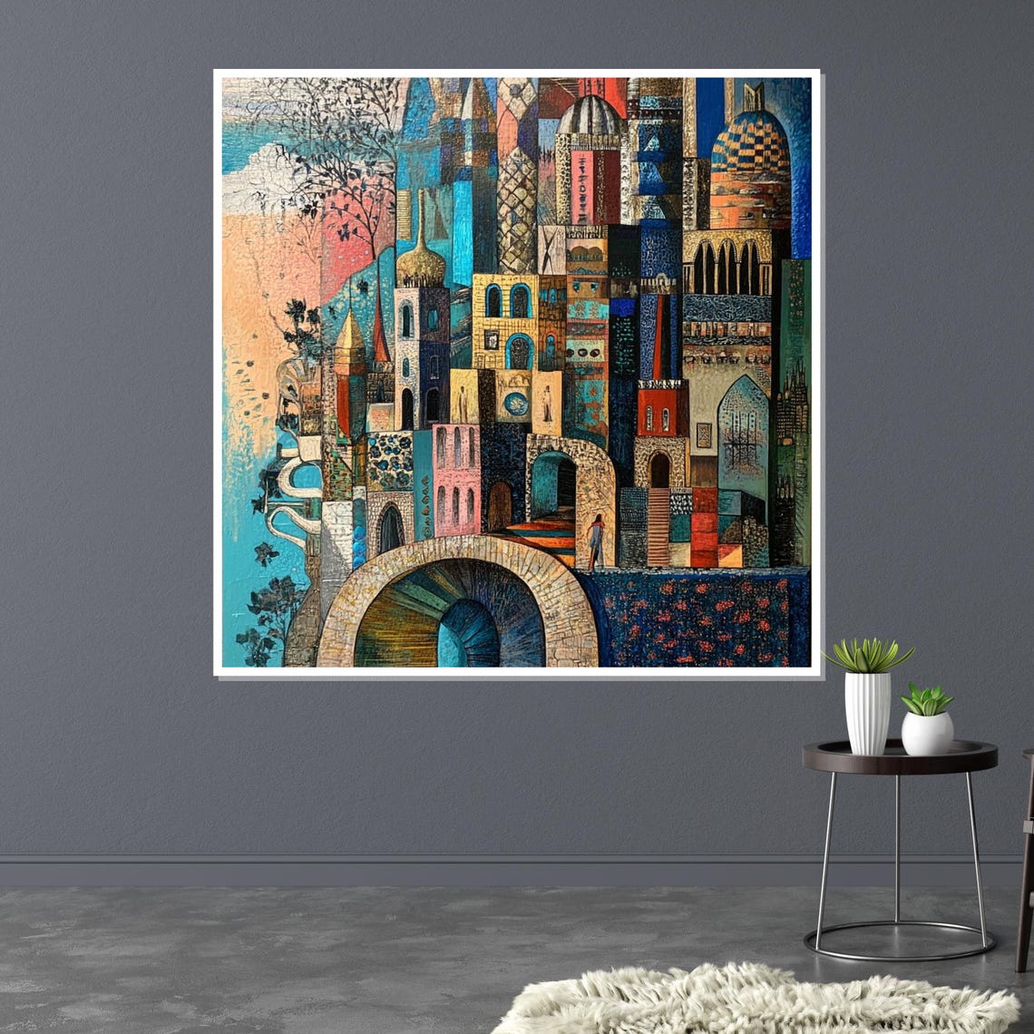 Colorful Fantasy Cityscape Domes And Towers Abstract Skyline Print - Image 3