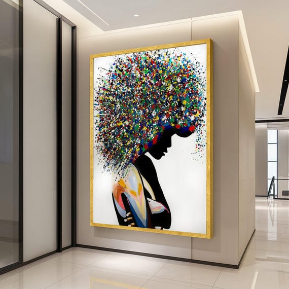 Colorful Woman Silhouette Canvas Print Modern Abstract Wall Decoration Dcor Vibrant Art Ready To Hang
