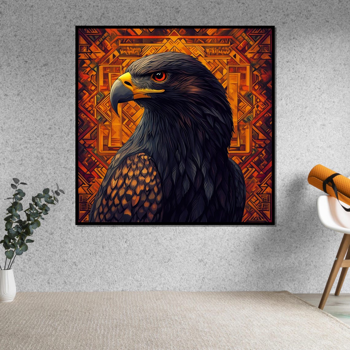Eagle Head Close Up Orange Mosaic Bold Bird of Prey Art Poster - Image 5