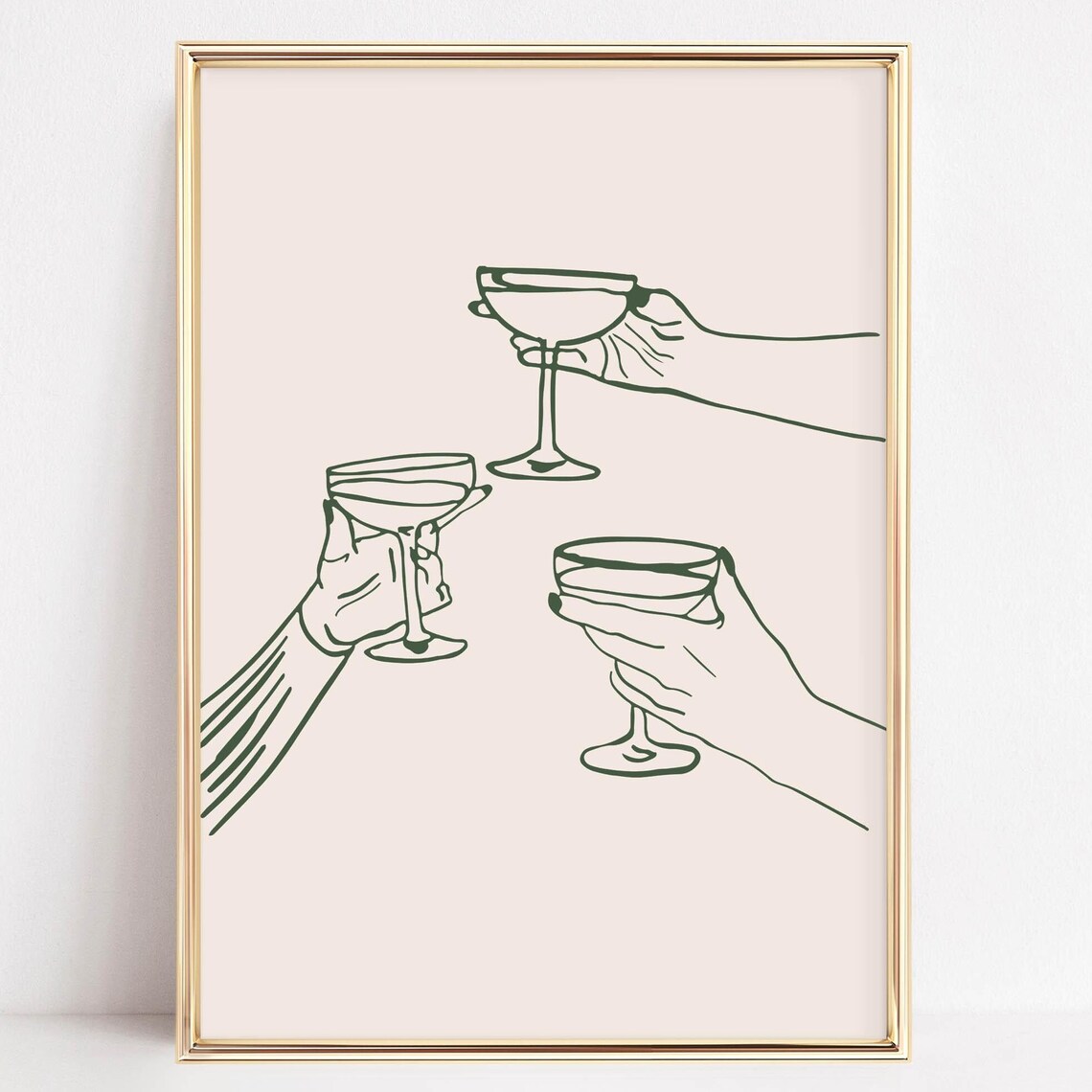 Elegant Cheers Coupe Glasses Toast Minimalist Pink Bar Cart Poster