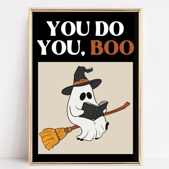 Halloween Decor Book Lover Gift Halloween Wall Art Cute Funny Print Halloween Book Lover Poster Art Ghost Decor Spooky Season