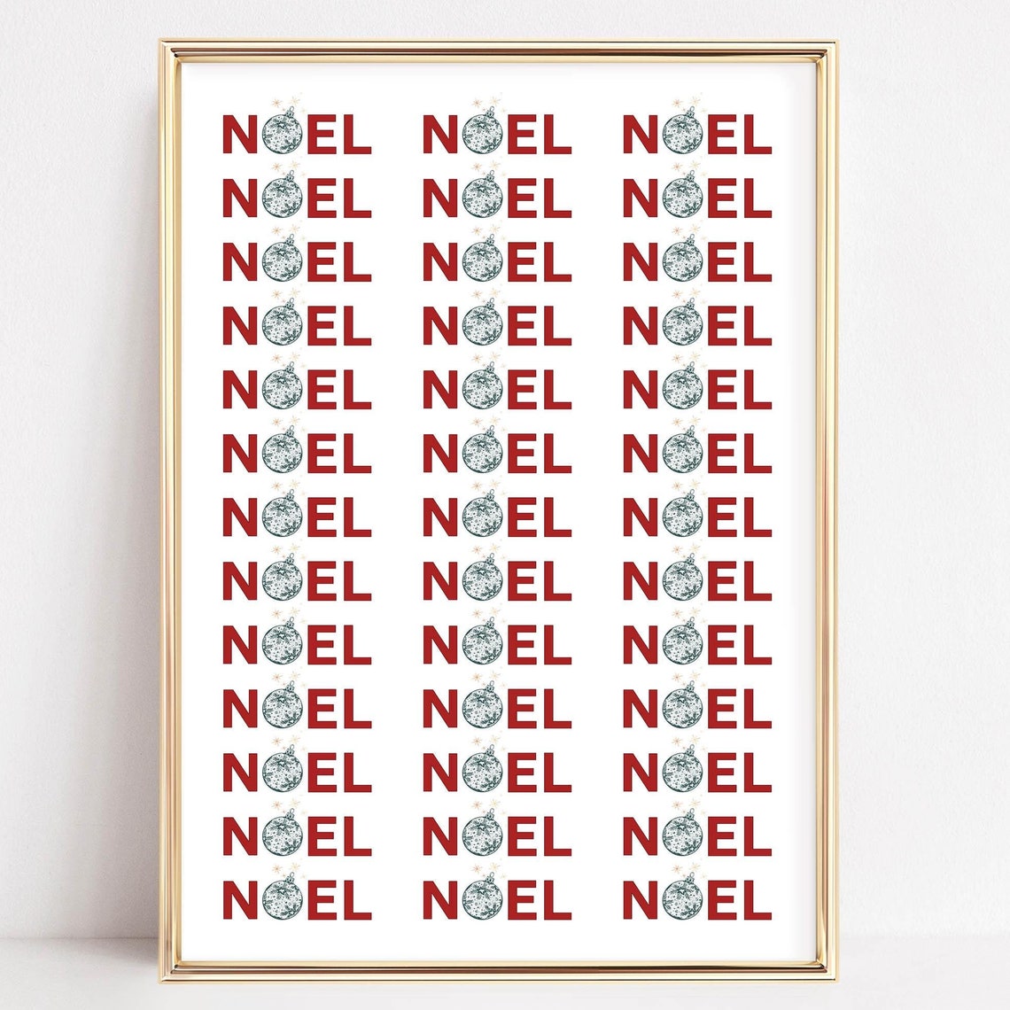 Noel Repeated Red Typography Ornament Pattern Christmas Poster