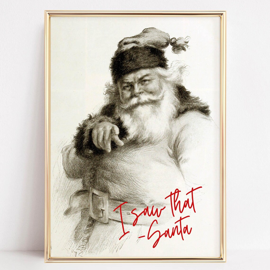 Vintage Santa Claus Christmas Poster Print
