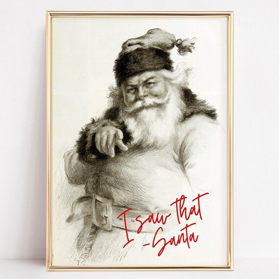 Vintage Santa Claus Christmas Poster Print