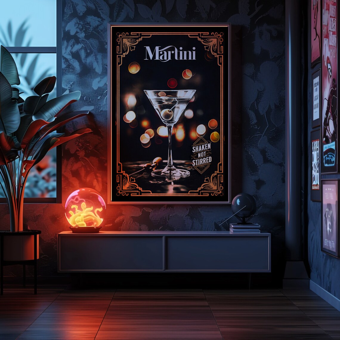 Classic Martini Shaken Not Stirred Vintage Cocktail Bar Decor Poster - Image 2