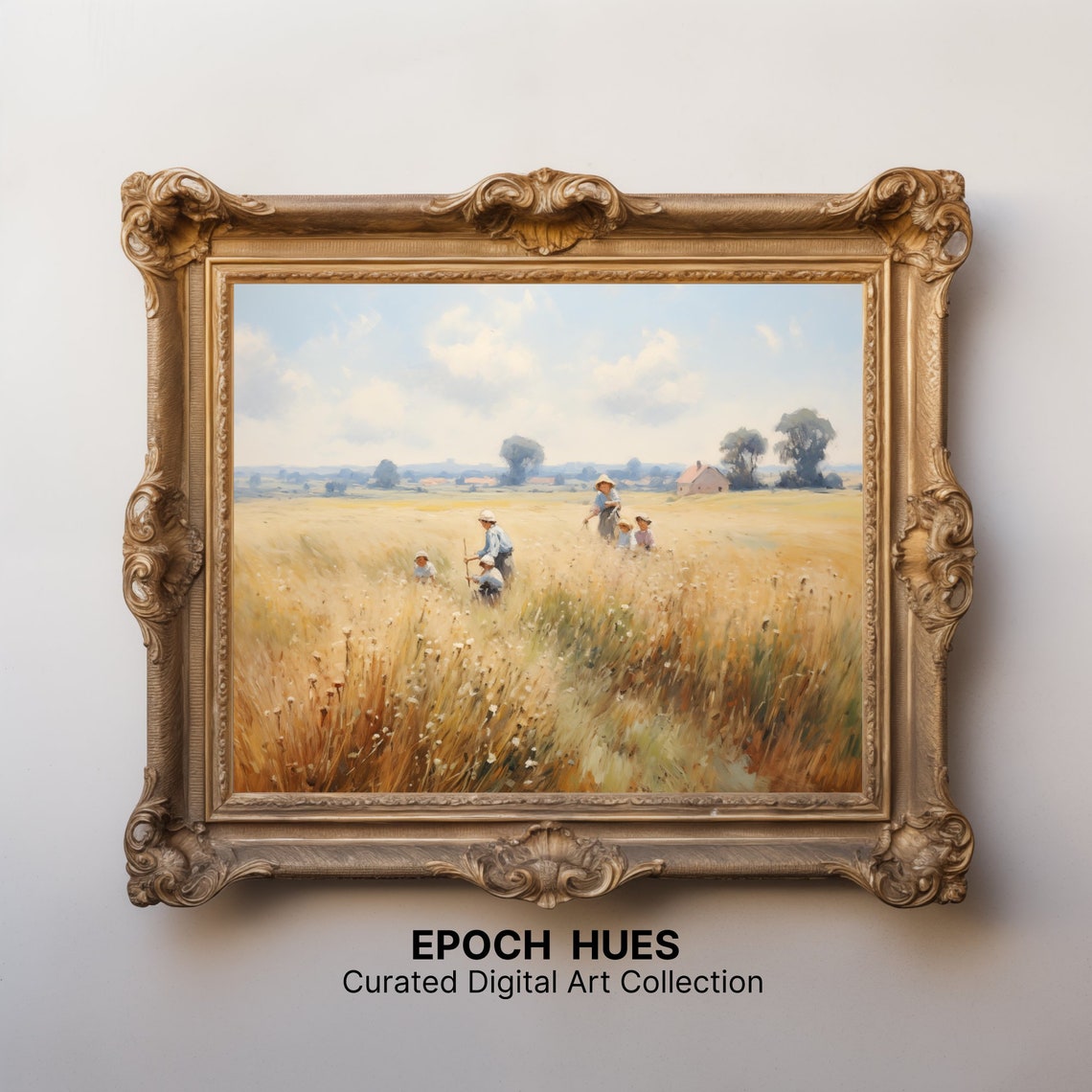 Family Harvest Gathering Golden Wheat Field Impressionist Poster - Image 2