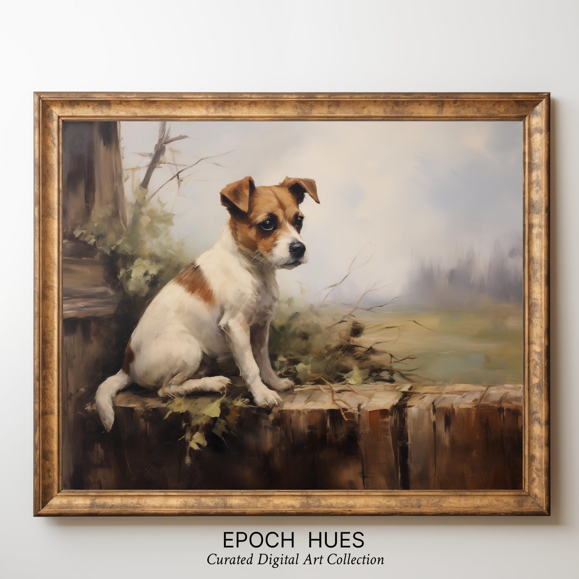 Jack Russell Terrier Puppy on Rustic Fence Farmhouse Art Poster - Image 3