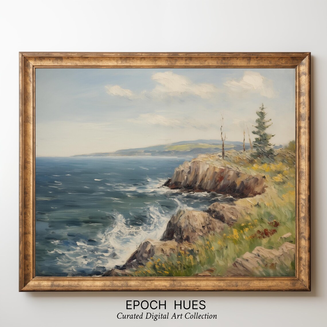 Coastal Landscape Painting, Ocean Cliffs Artwork - Image 3