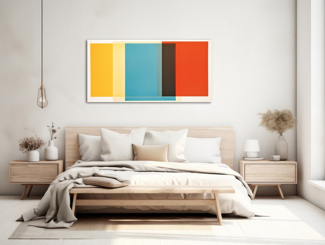 Large Geometric Wall Art Framed Print Modern Abstract Painting Minimal Geometric Artwork Groovy Gradient - Image 2