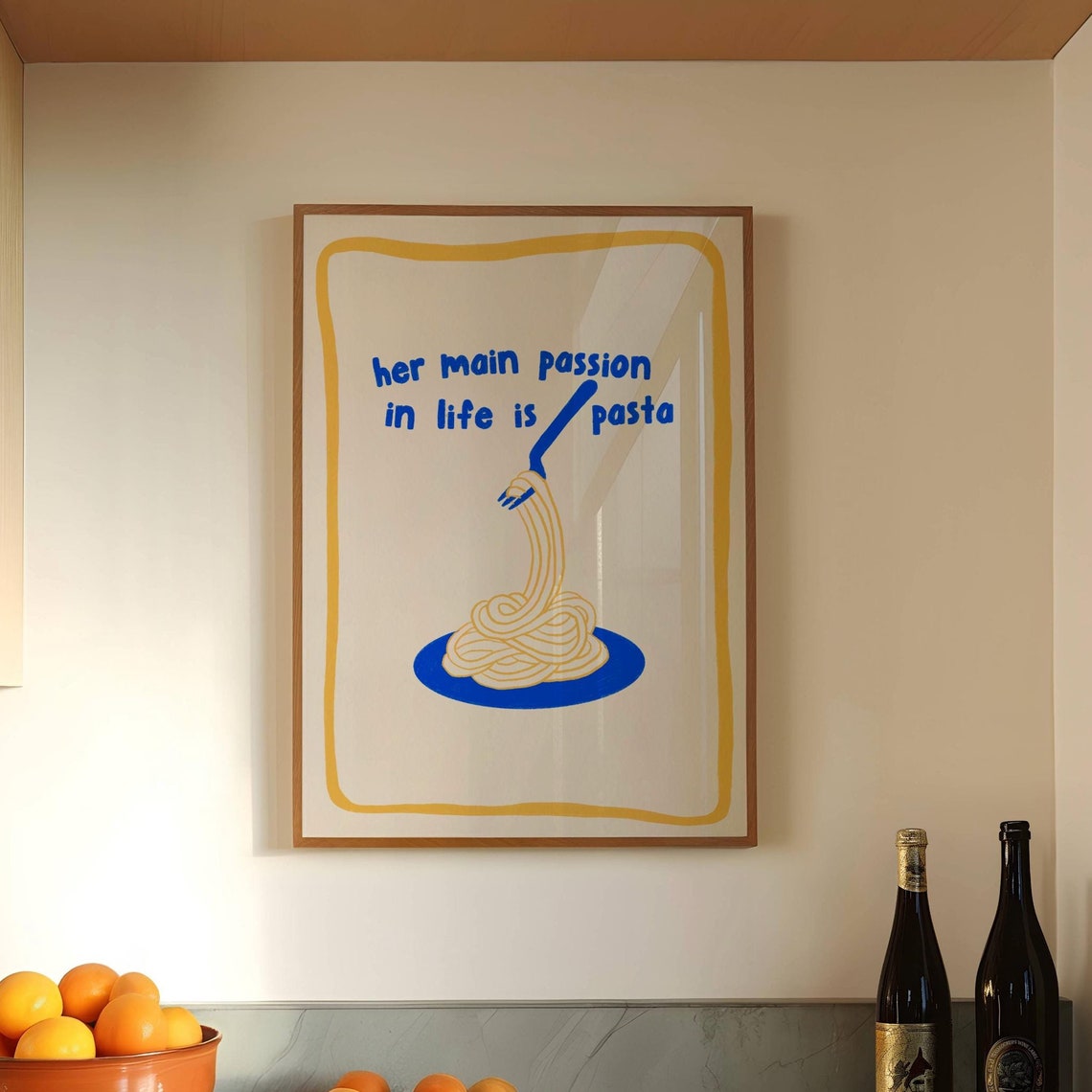 Her Main Passion In Life Is Pasta Funny Spaghetti Kitchen Poster - Image 3