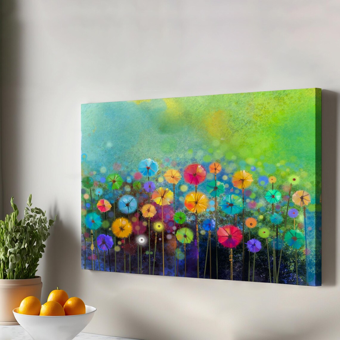 Colorful Flower Burst Abstract Bokeh Blossom Modern Canvas Poster Design