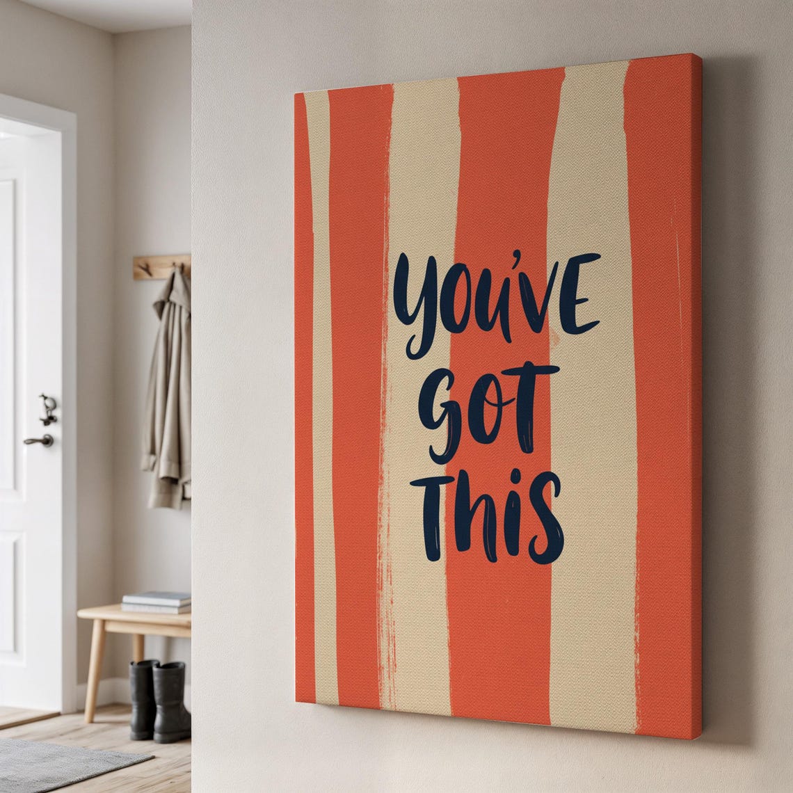 Youve Got This Bold Orange Striped Motivational Quote Wall Art