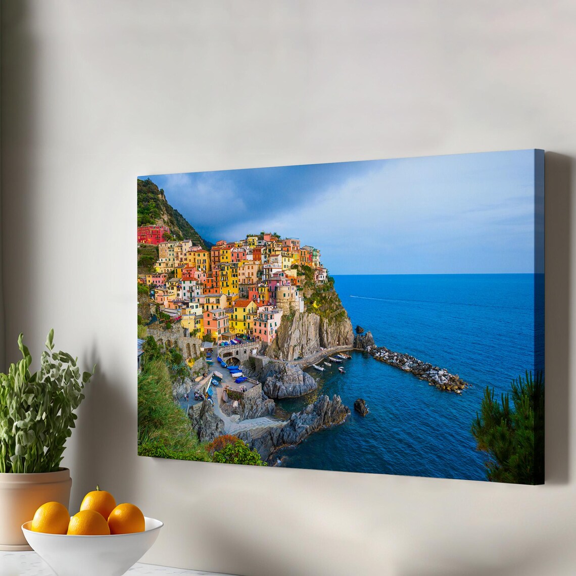 Cinque Terre Cliffside Village Colorful Italy Painting Wall Art