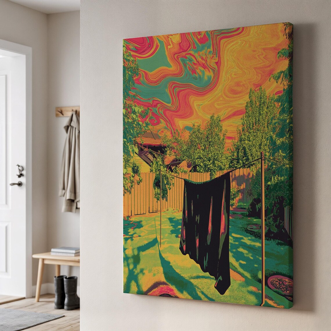 Psychedelic Laundry Retro Surreal Sky Wall Art