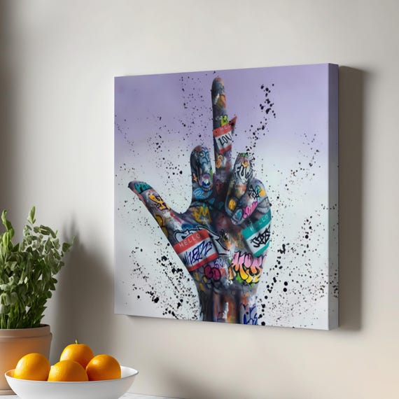 Middle Finger Movement Street Art Canvas Print Graffiti Large Wall Housewarming Gifts