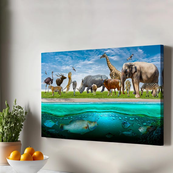 Animal Kingdom Decorative Canvas Painting Wall Art Housewarming Gifts Framed Modern