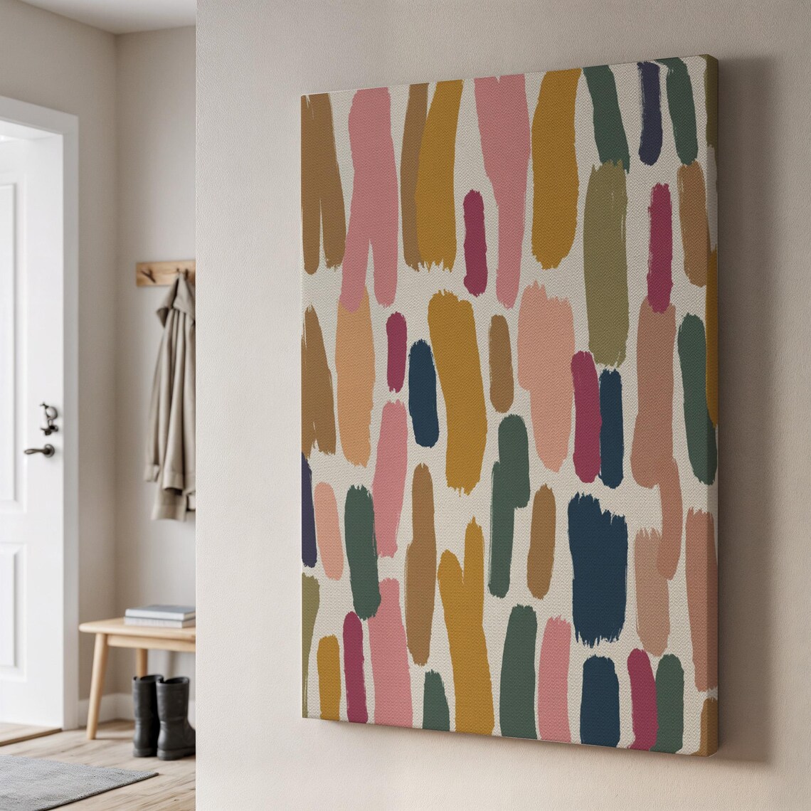 Abstract Colorful Brushstroke Dabs Pattern Modern Multicolor Art Poster