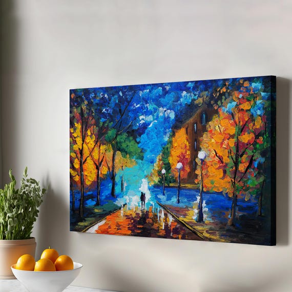 Night Walk In The Forest Decorative Canvas Wall Painting Nature Decor Art Print