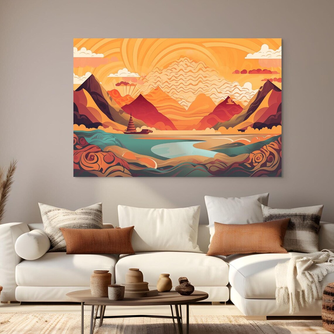 Golden Sand Dunes Egypt Desert Minimalist Boho Landscape Poster