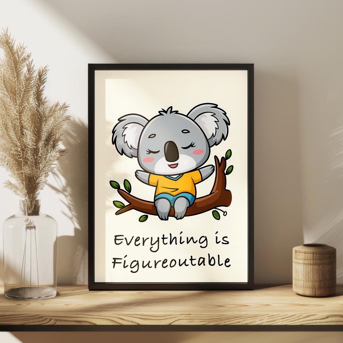 Everything Is Figureoutable Cute Koala Branch Quote Wall Poster - Image 2
