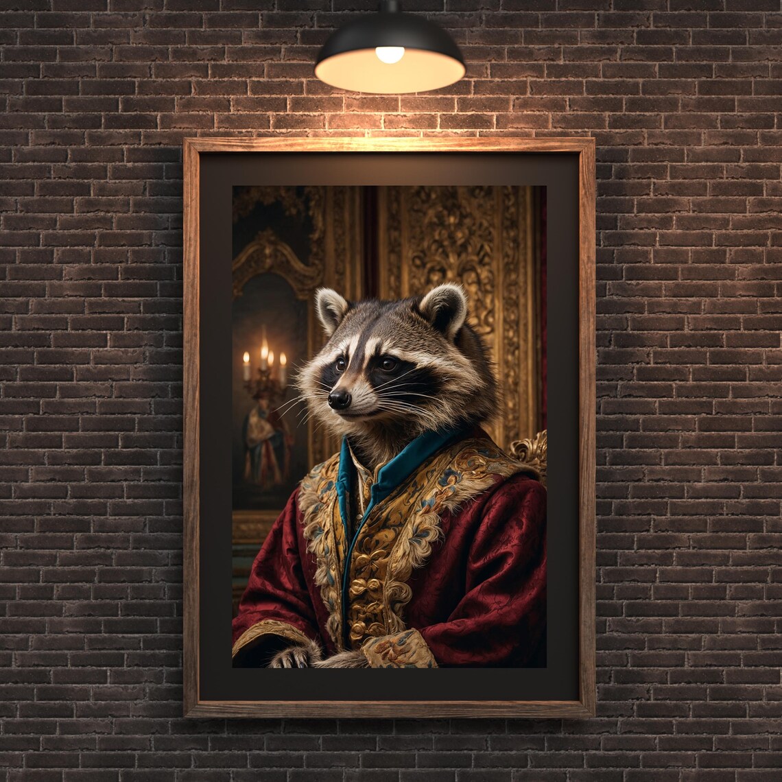 Royal Raccoon Portrait Renaissance Robe Regal Animal Painting Poster