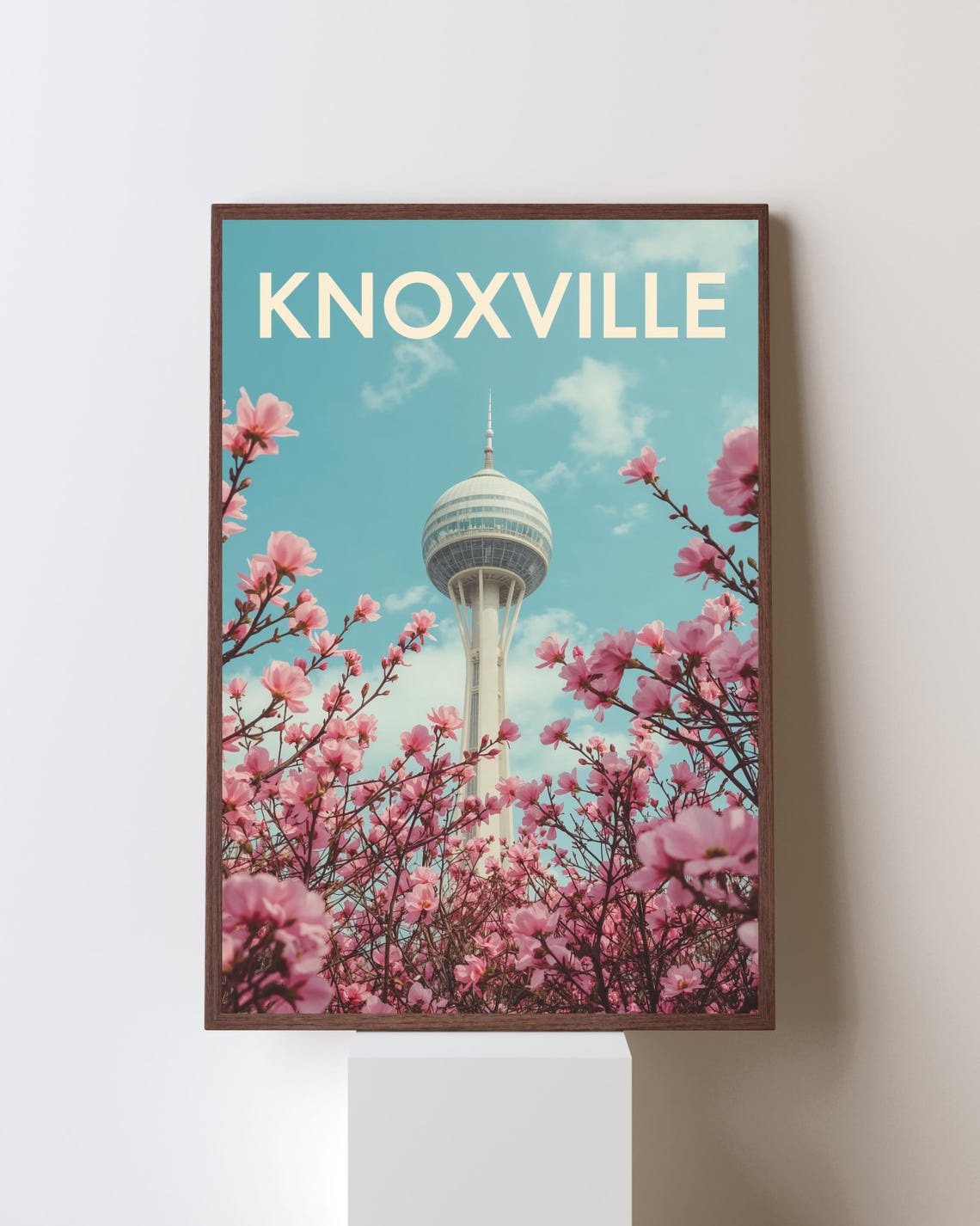 Knoxville Tennessee Sunsphere Tower Spring Cherry Blossoms Poster