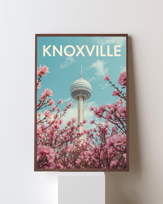 Knoxville Tennessee Sunsphere Tower Spring Cherry Blossoms Poster