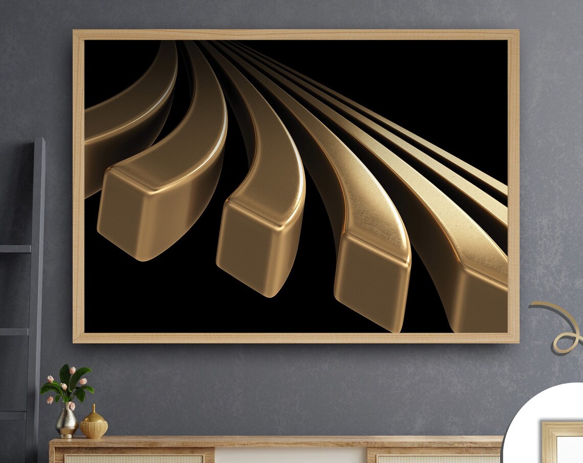 Abstract Gold Blocks Painting, Modern Design