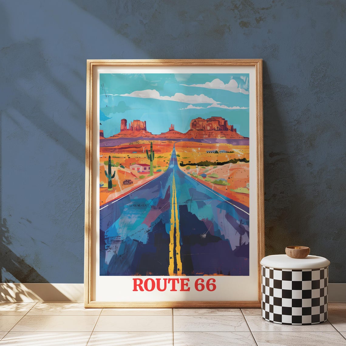 Route 66 Desert Highway Monument Valley Travel Poster Design Artwork