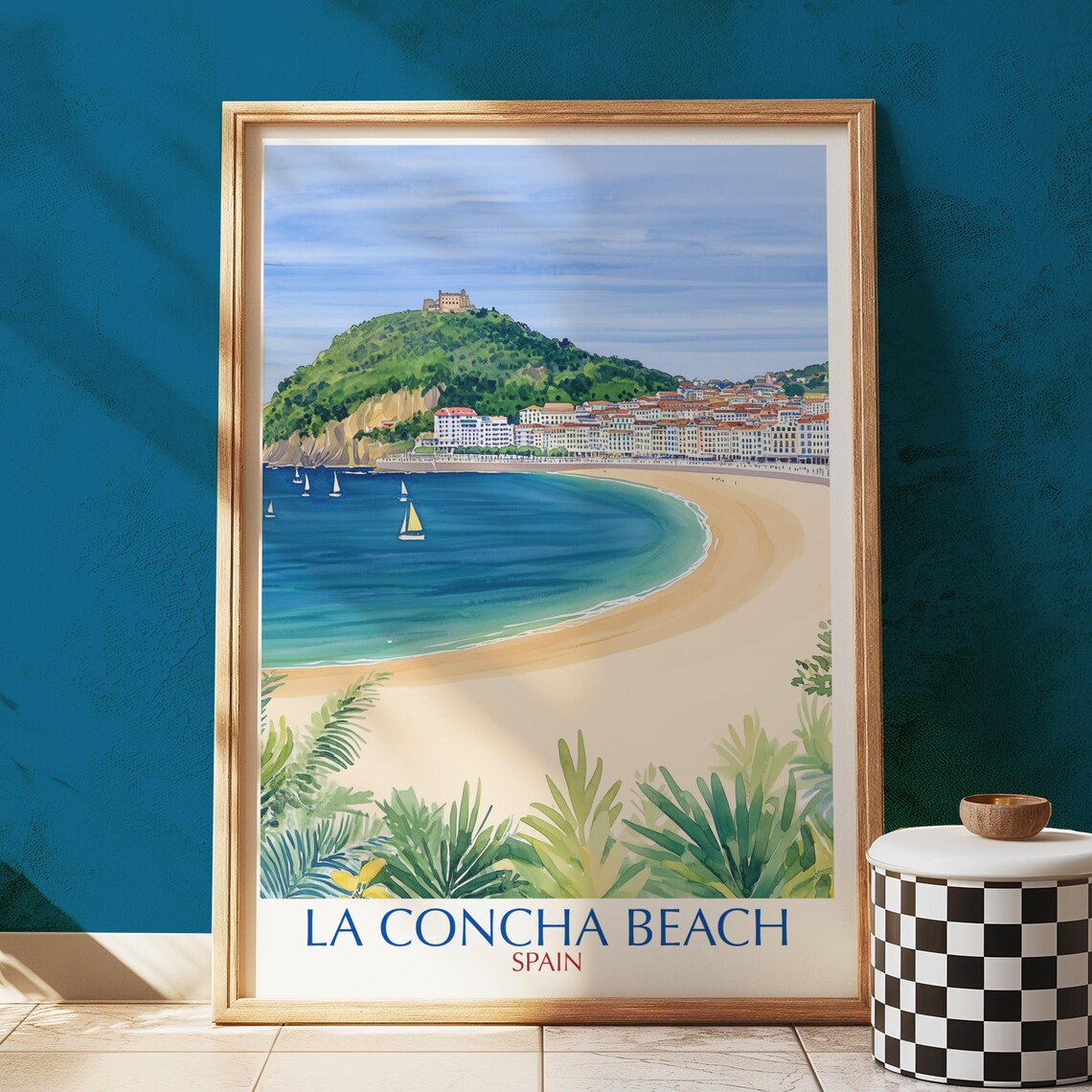 La Concha Beach, San Sebastián Spain Travel Poster