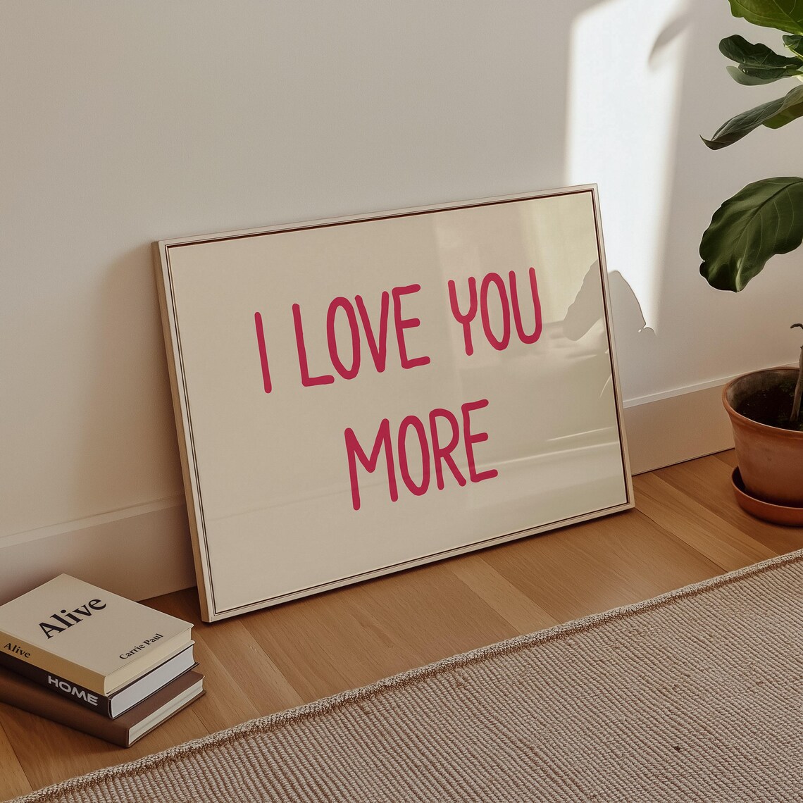 I Love You More Pink Hand Lettered Sweet Romance Valentine Poster - Image 4
