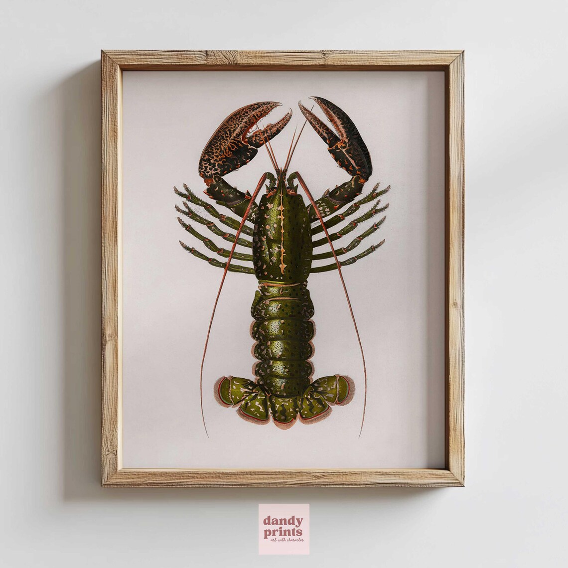 Lobster Print Rustic Retro Nautical Kitchen Wall Art