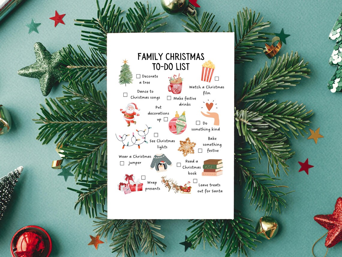 Family Christmas To Do List Illustrated Festive Activity Poster - Image 2