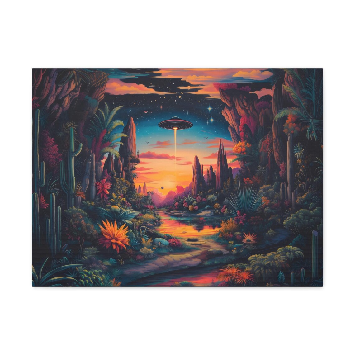 Psychedelic UFO Desert Landscape Art Print - Image 3
