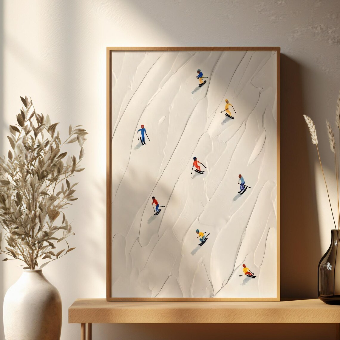 Winter Ski Slope Poster, Modern Minimal Landscape
