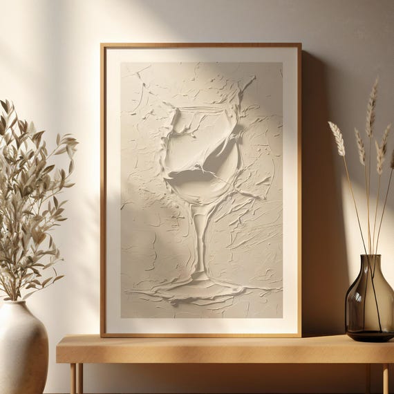 Textured Kitchen Wall Art Elegant White Sip Print For Modern Home Decor Minimalist Gallery Bar