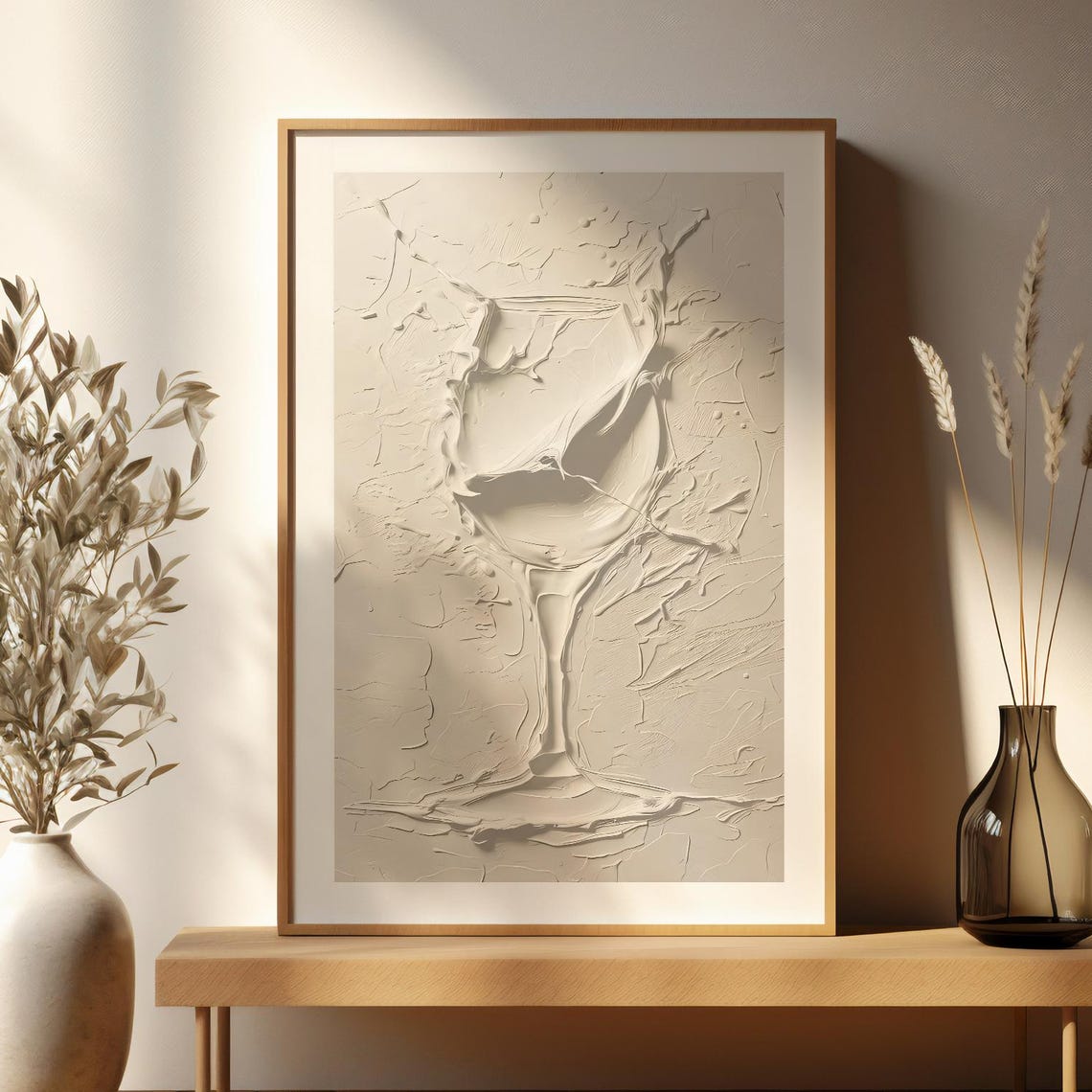 Textured Kitchen Wall Art Elegant White Sip Print For Modern Home Decor Minimalist Gallery Bar