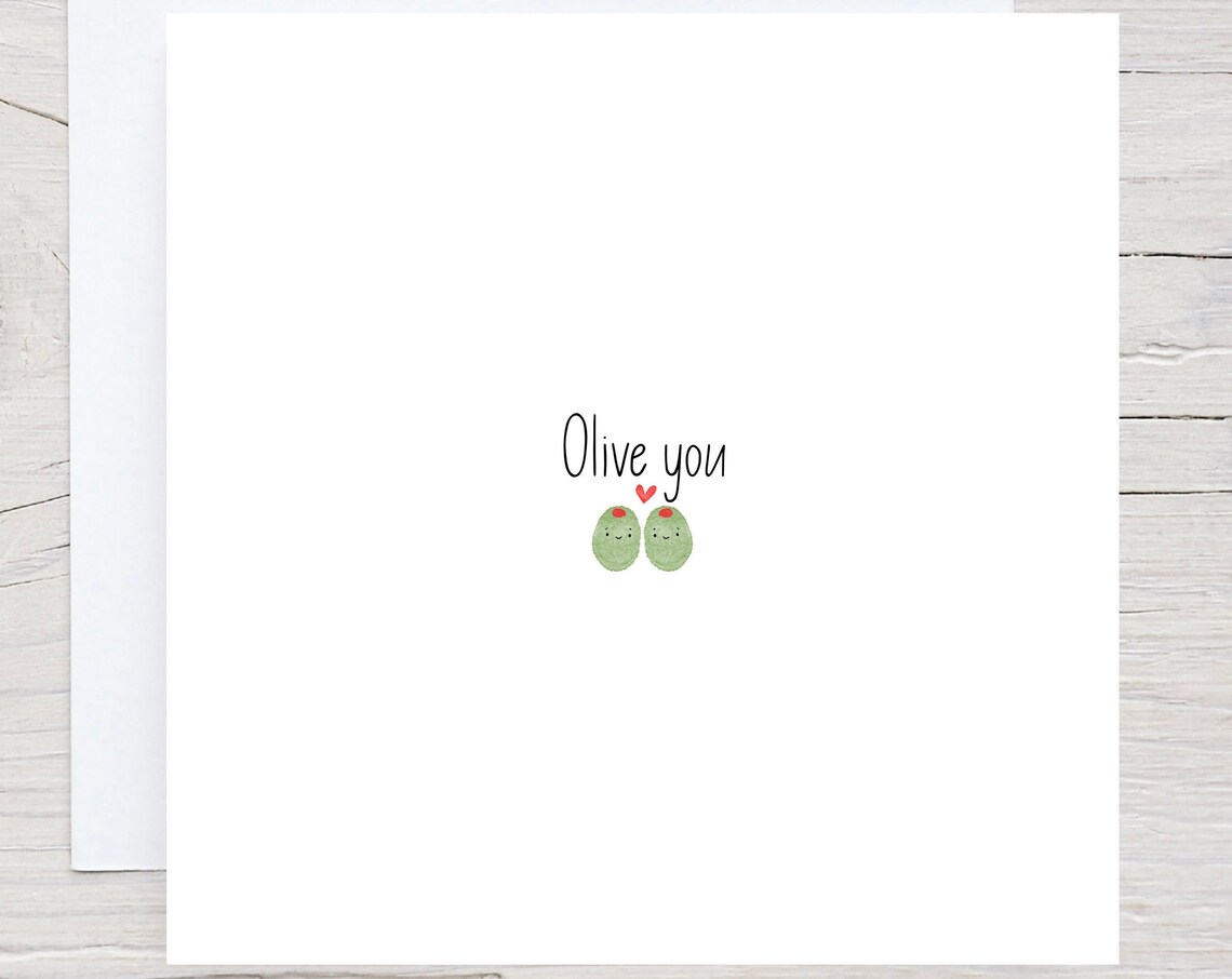 Olive You Adorable Pun Love Card For Anniversary Valentine Wall Art