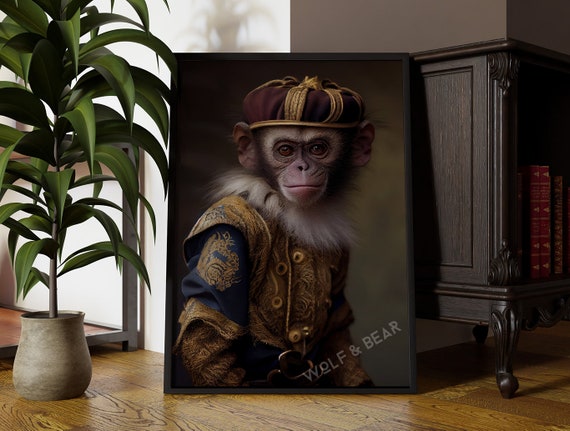 Little Monkey Portrait, Vintage Renaissance Art Print