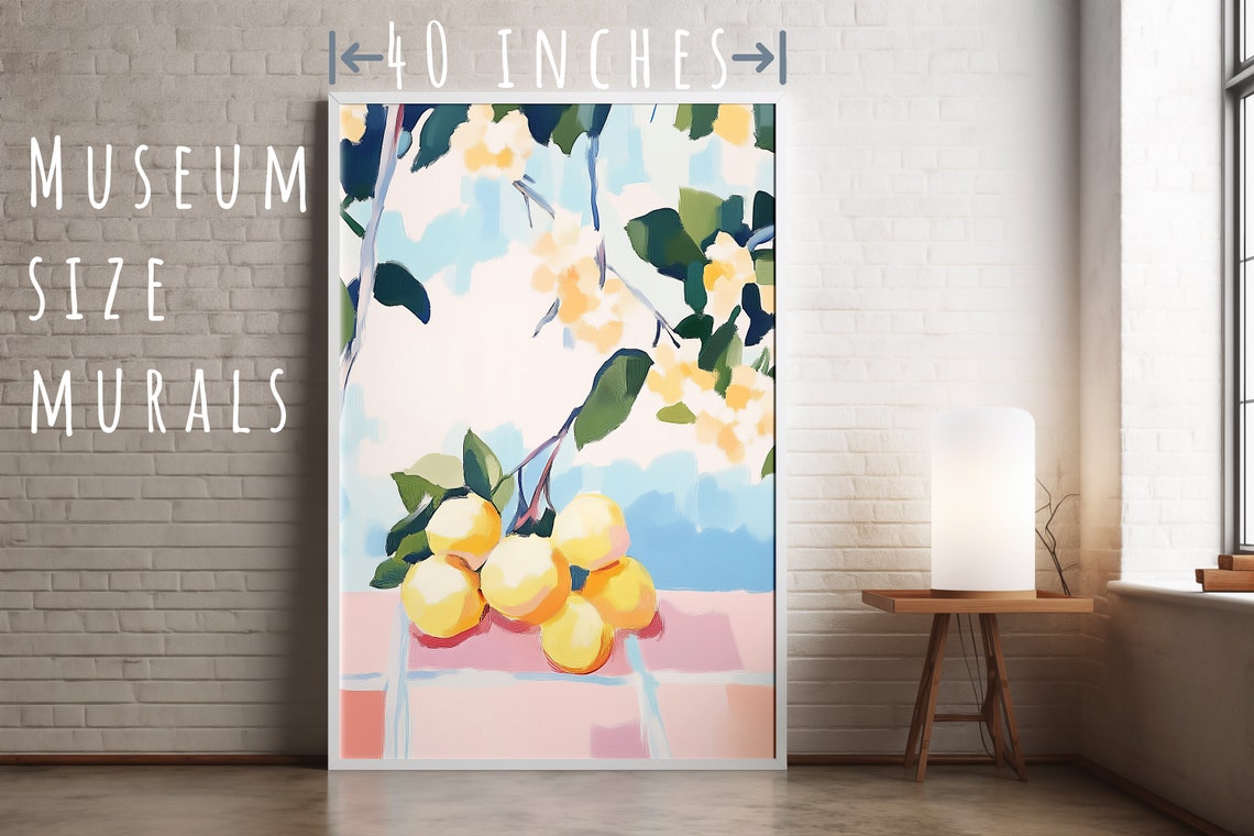 Ripe Lemons Branch Over Pink Tile Table Pastel Kitchen Citrus Poster - Image 5